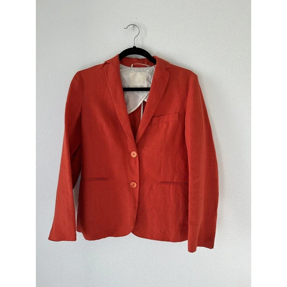 MaxMara Red Linen Blend Blazer